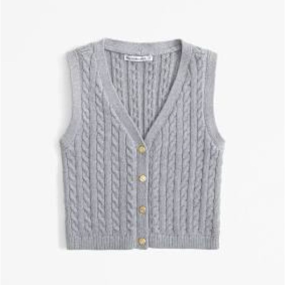 Abercrombie & Fitch Gray Cable Knit Cardigan